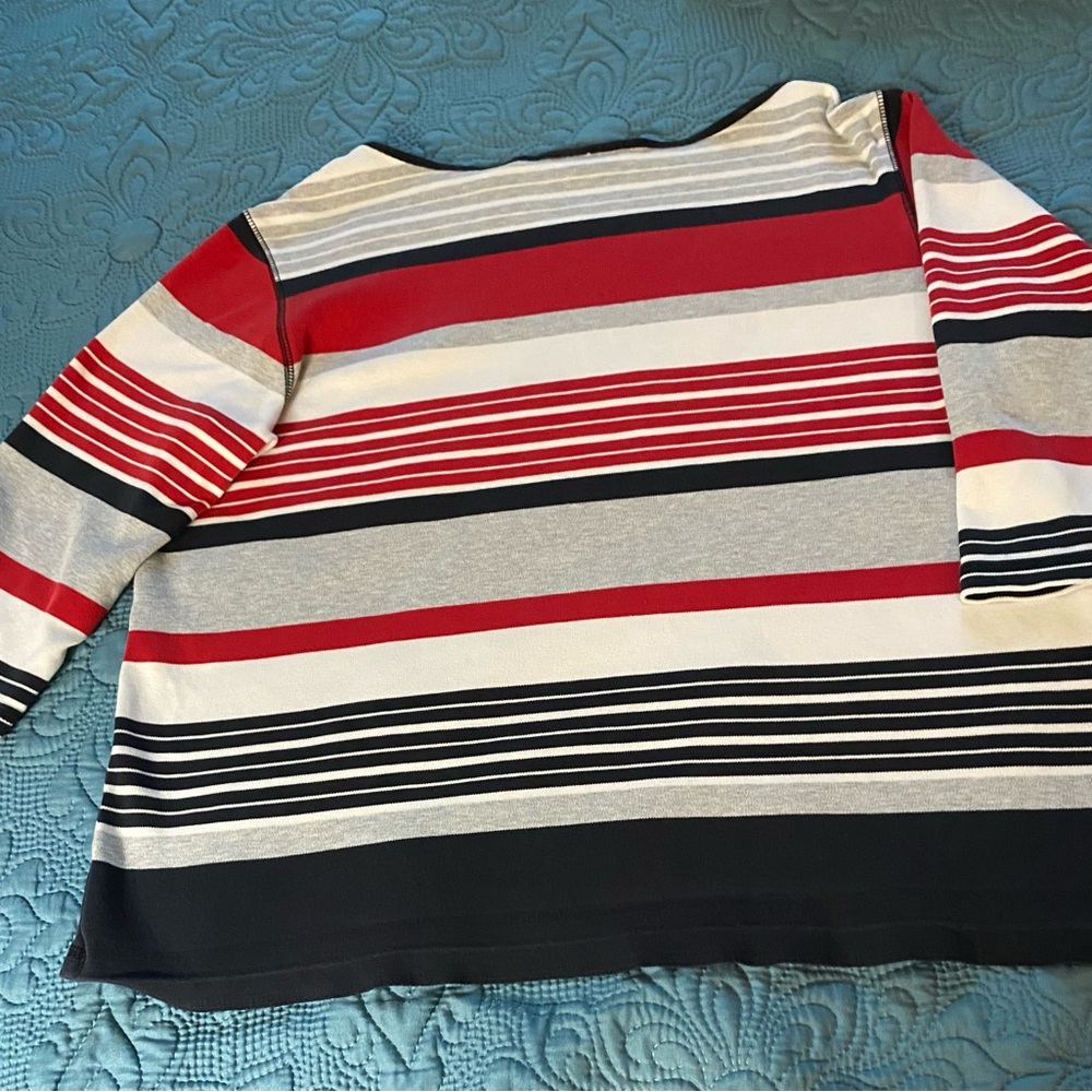 Acer Women's Long Sleeve Striped Top - Red, White, Black